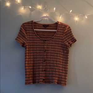 Brown/mauve ribbed button up American Eagle tee